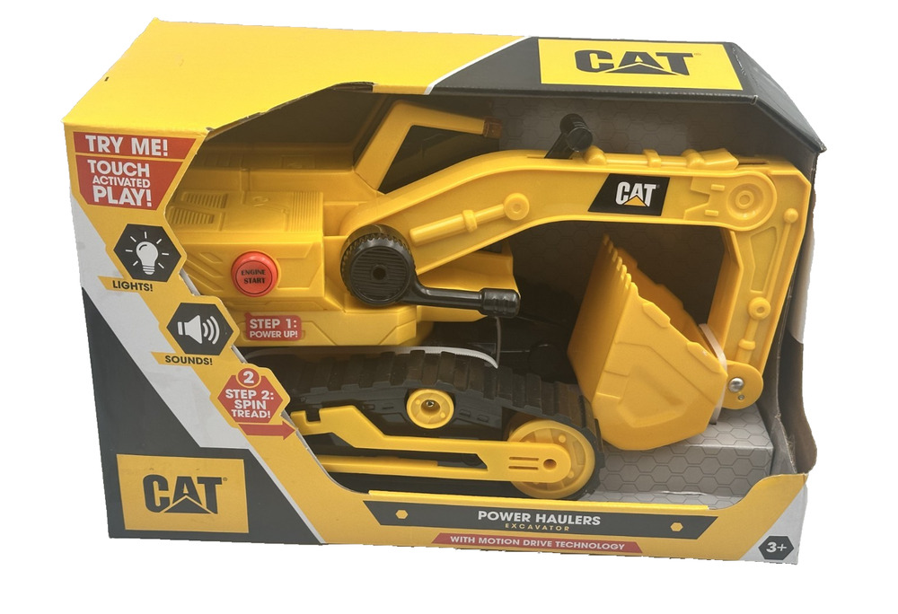 CAT Power Haulers Excavator Motion Drive Lights Sounds Push Pull Toy Vehicle